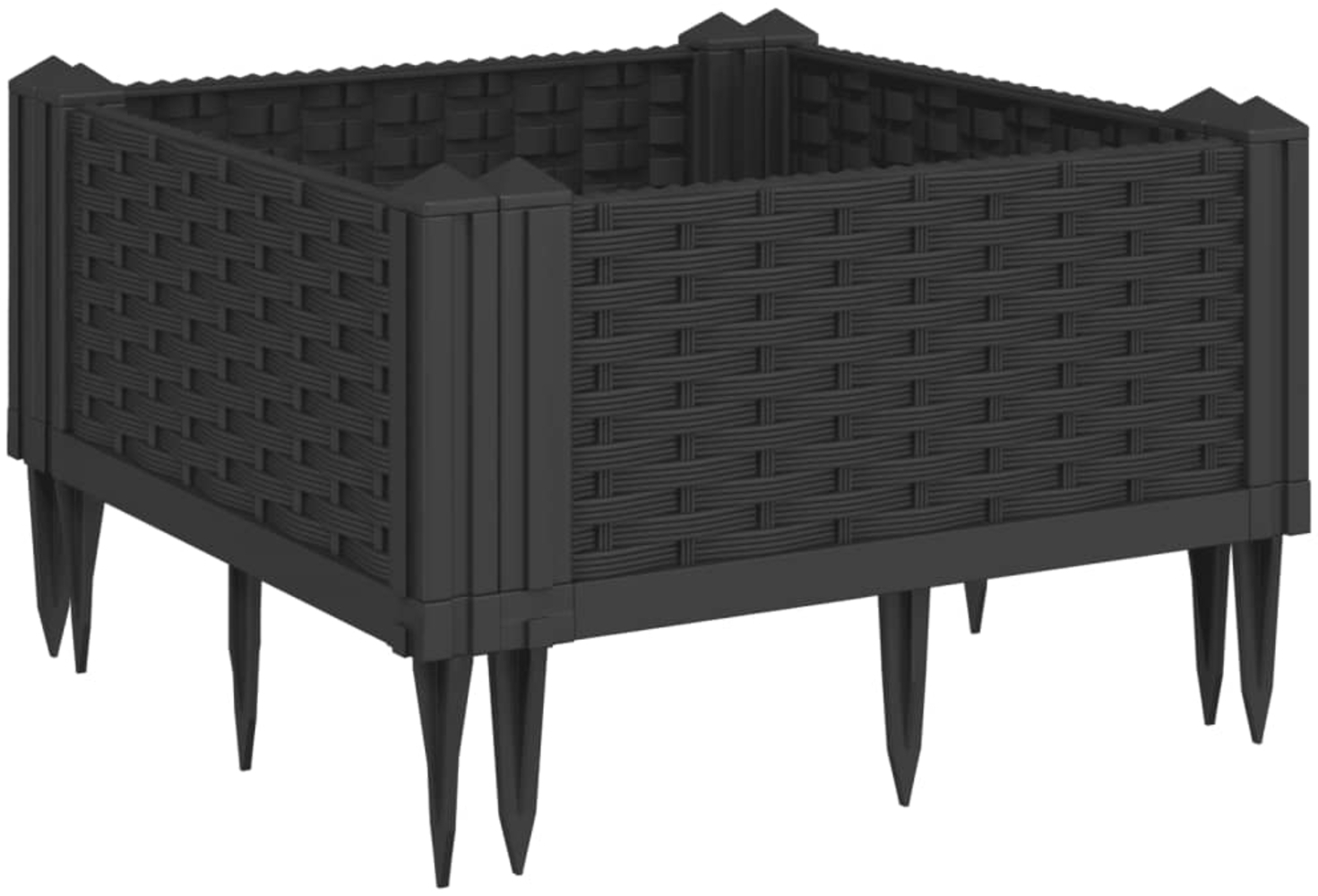 vidaXL Pflanzkasten mit Erdspießen Schwarz 42,5x42,5x28,5 cm PP 368002 Bild 1
