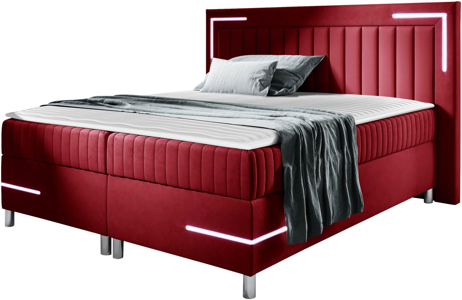 Boxspringbett Tasurto 3 LED, Rot, 120 x 200 cm Bild 1