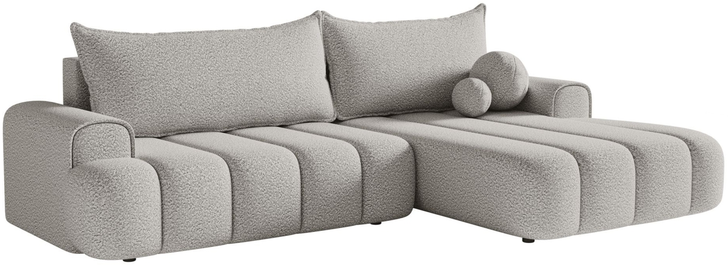 Selsey 'Dandelino' Ecksofa mit Schlaffunktion, Stauraum und Bouclé-Bezug, hellgrau, rechts, 80 x 275 x 168 cm Bild 1