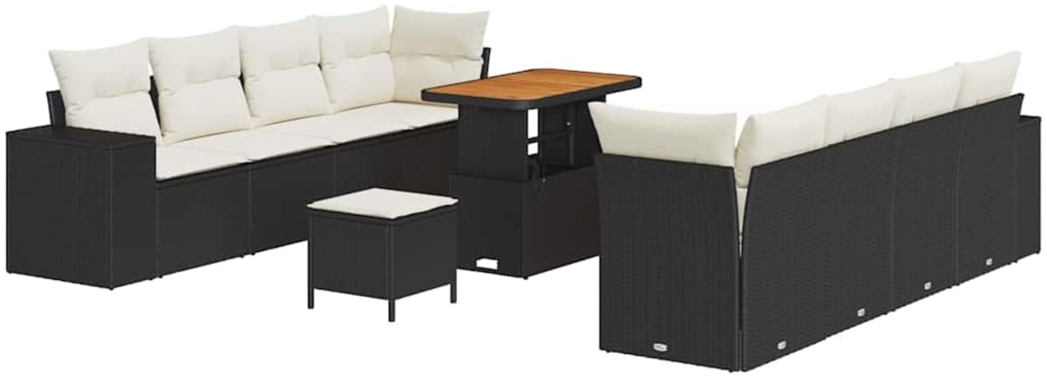vidaXL Gartensofa-set mit Kissen 11 pcs Schwarz und Creme Poly-Rattan 3363930 Bild 1