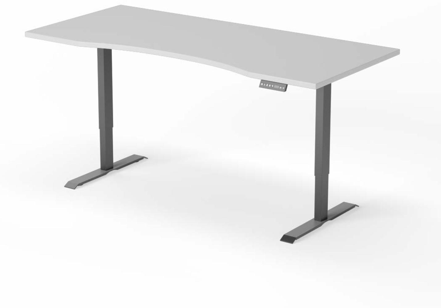 elektrisch höhenverstellbarer Schreibtisch CURVED 200 x 90 cm - Gestell Schwarz, Platte Grau Bild 1