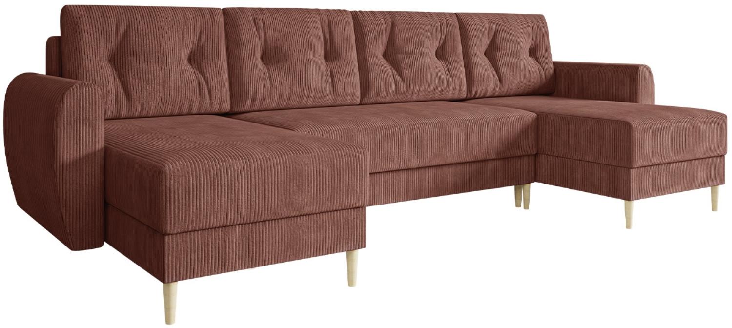 Ecksofa Jazon U Cord mit Bettkasten und Schlaffunktion (Farbe: Poso 29) Bild 1