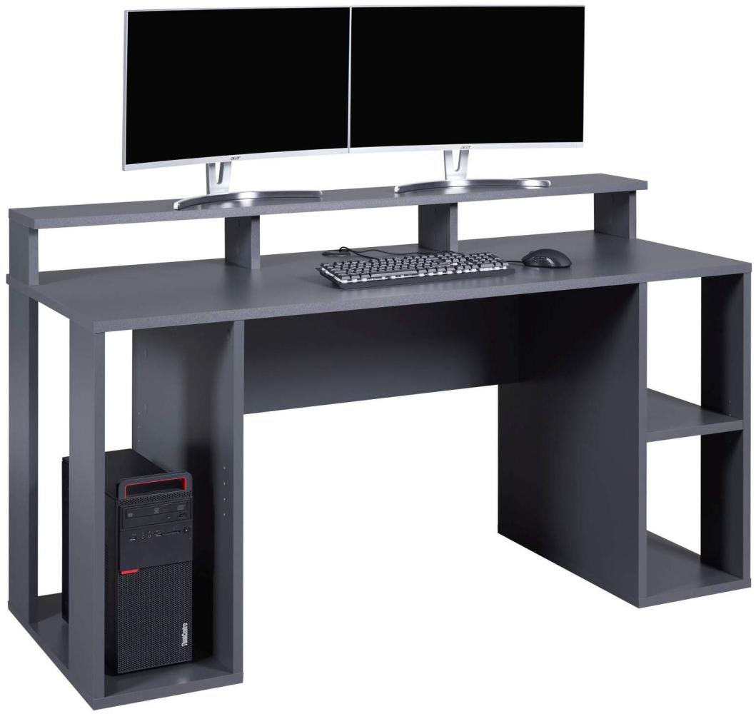 Computertisch MATCHPOINT Gaming Tisch Graphit Grau Bild 1