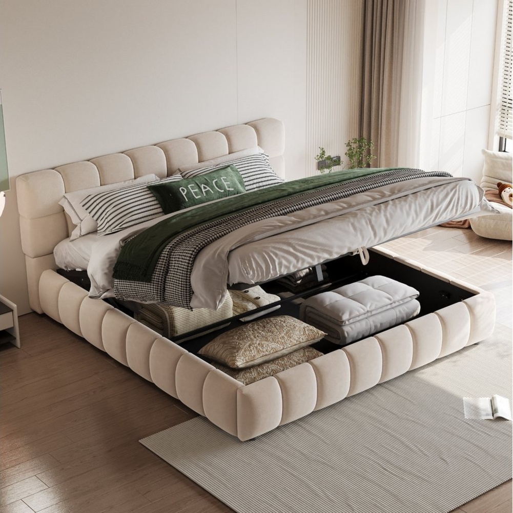 Flieks Polsterbett, Hydraulisches Doppelbett 140x190 cm, geeignet für eingebettete Matratze Bild 1