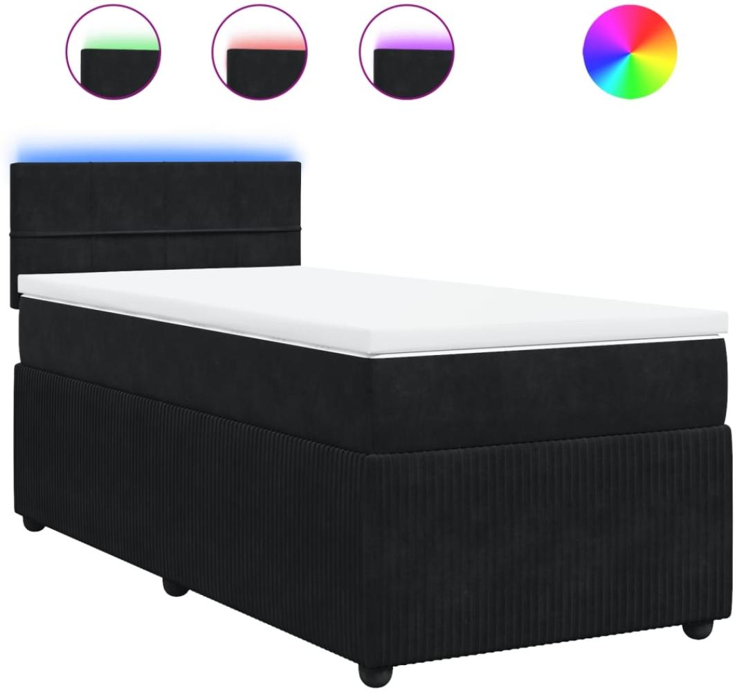 vidaXL Boxspringbett mit Matratze Schwarz 90x200 cm Samt 3289952 Bild 1