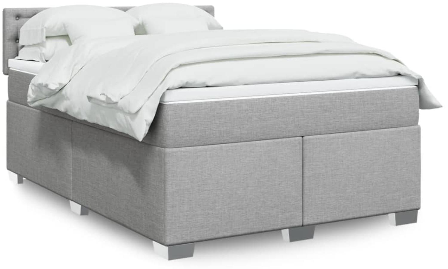 vidaXL Boxspringbett mit Matratze Hellgrau 140x190 cm Stoff 3288197 Bild 1