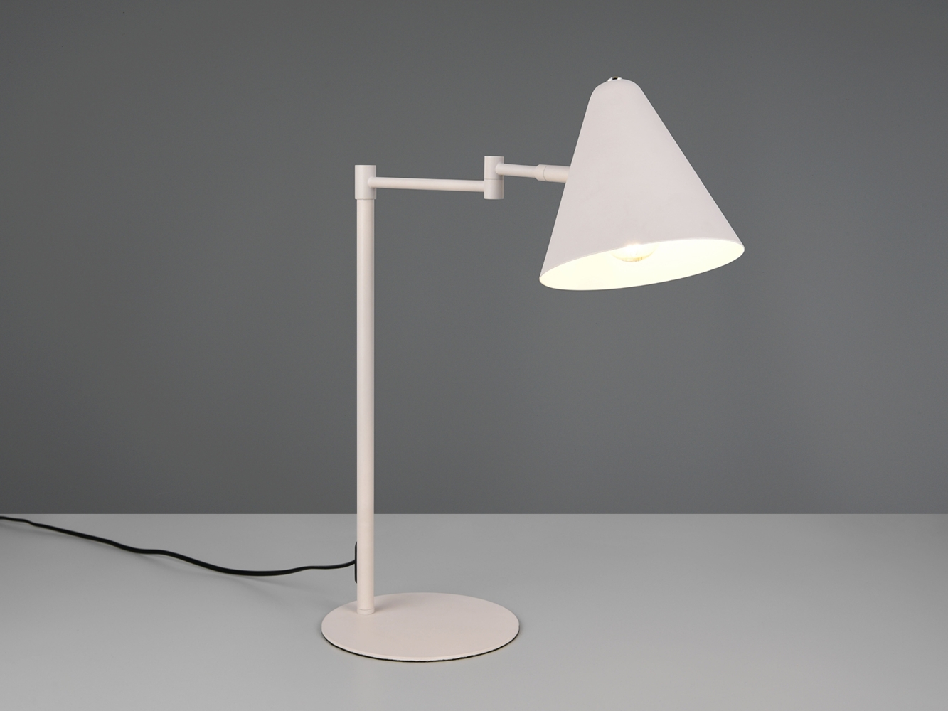 Retro LED Schreibtischleuchte mit Schwenkarm aus Metall Hellgrau, Höhe 50,5cm Bild 1