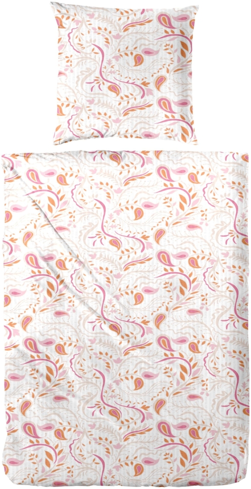 Primera Soft-Seersucker Bettwäsche 155x220 Paisley pink weiß 213066-40 Bild 1
