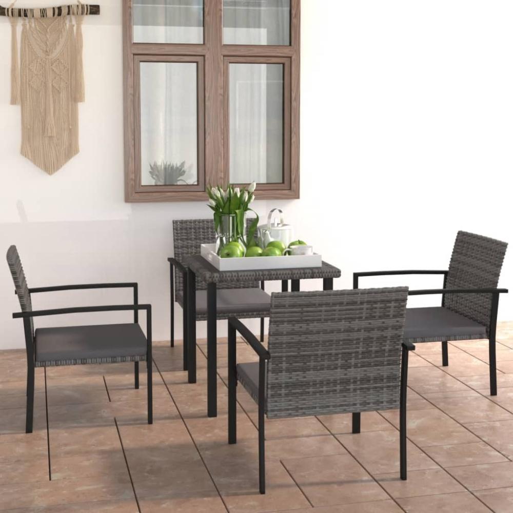 vidaXL 5-tlg. Garten-Essgruppe Poly Rattan Grau 3065712 Bild 1