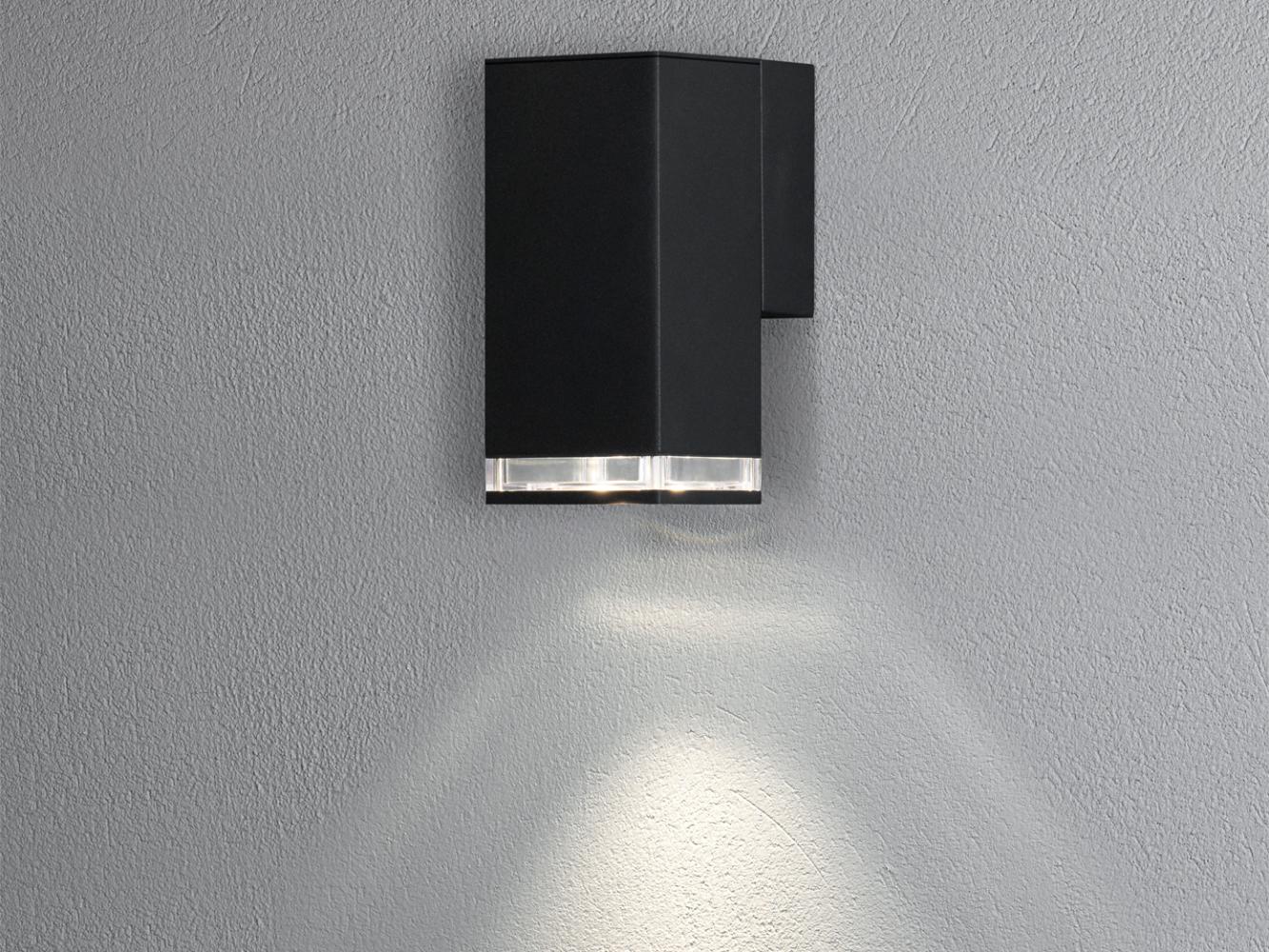 LED Außenwandleuchte ALU Down Light Schwarz Effektstreifen IP44, Höhe 16,5cm Bild 1