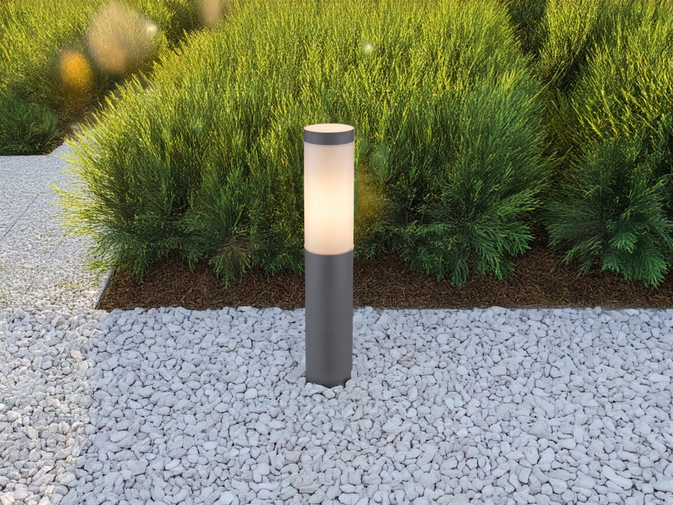 LED Sockelleuchte aus Edelstahl in Anthrazit & Opal, Höhe 45cm Bild 1