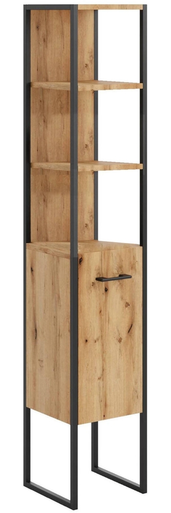 Dmora Säulenschrank Isko, Schrank für Badezimmer oder Küche, Multifunktionaler Hochschrank, Mehrzweckschrank, 33x33 h180 cm, Eiche und Schwarz Bild 1