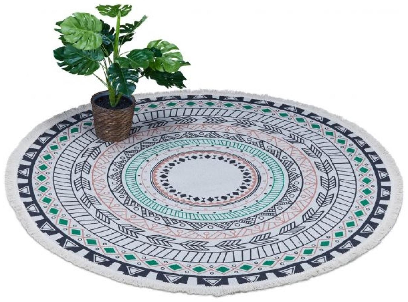 Runder Teppich mit Mandala-Design Bild 1