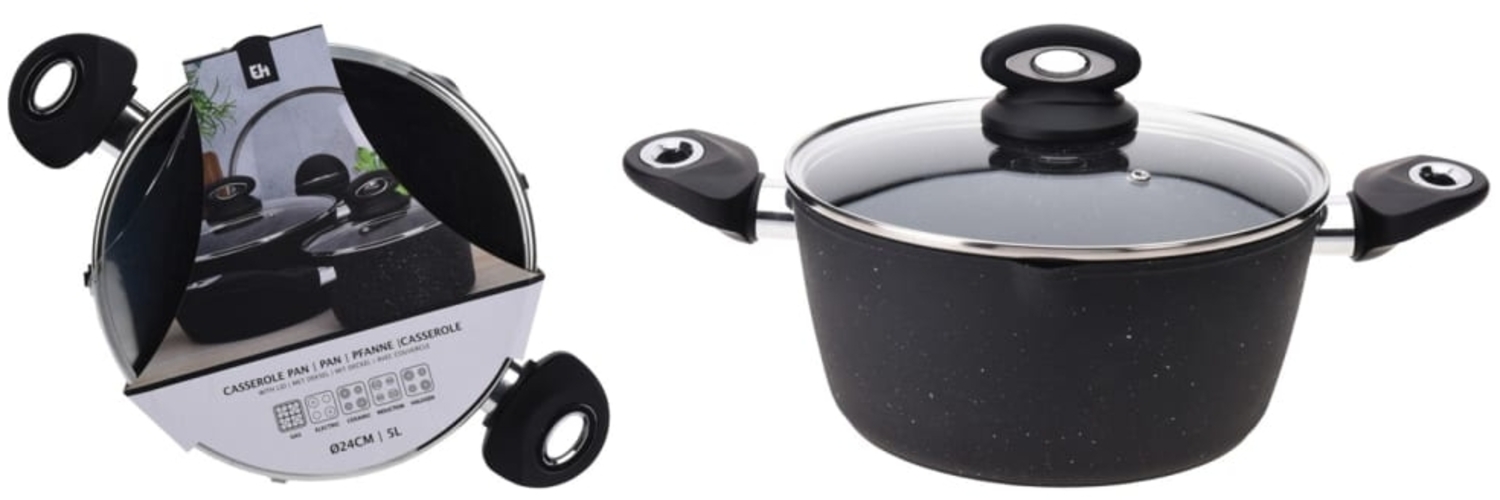 Excellent Houseware Kasserolle mit Deckel 24 cm Schmiedealuminium 443290 Bild 1