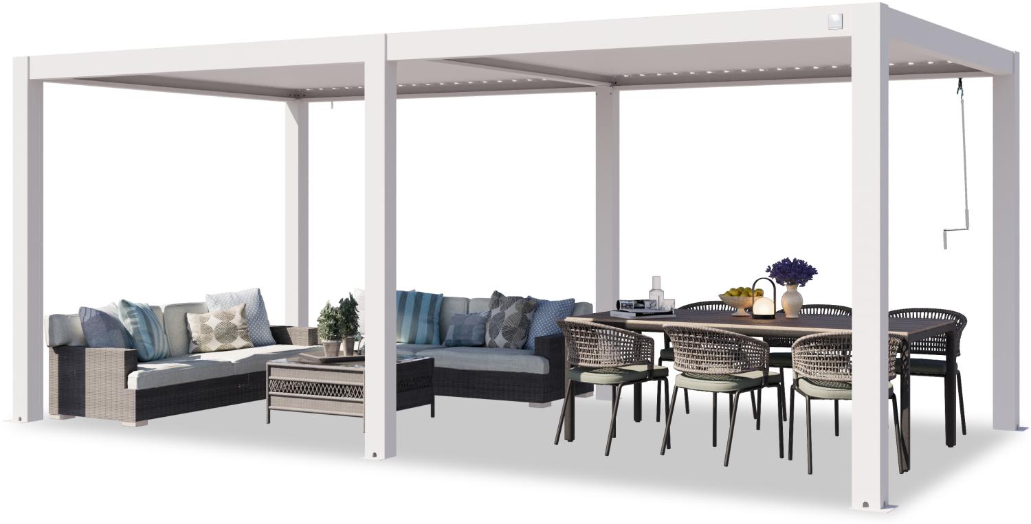 PRIMEYARD Pergola 3x6 m Aluminium Pfosten mit Lamellendach aus Aluminium weiße Terrassenüberdachung Bild 1