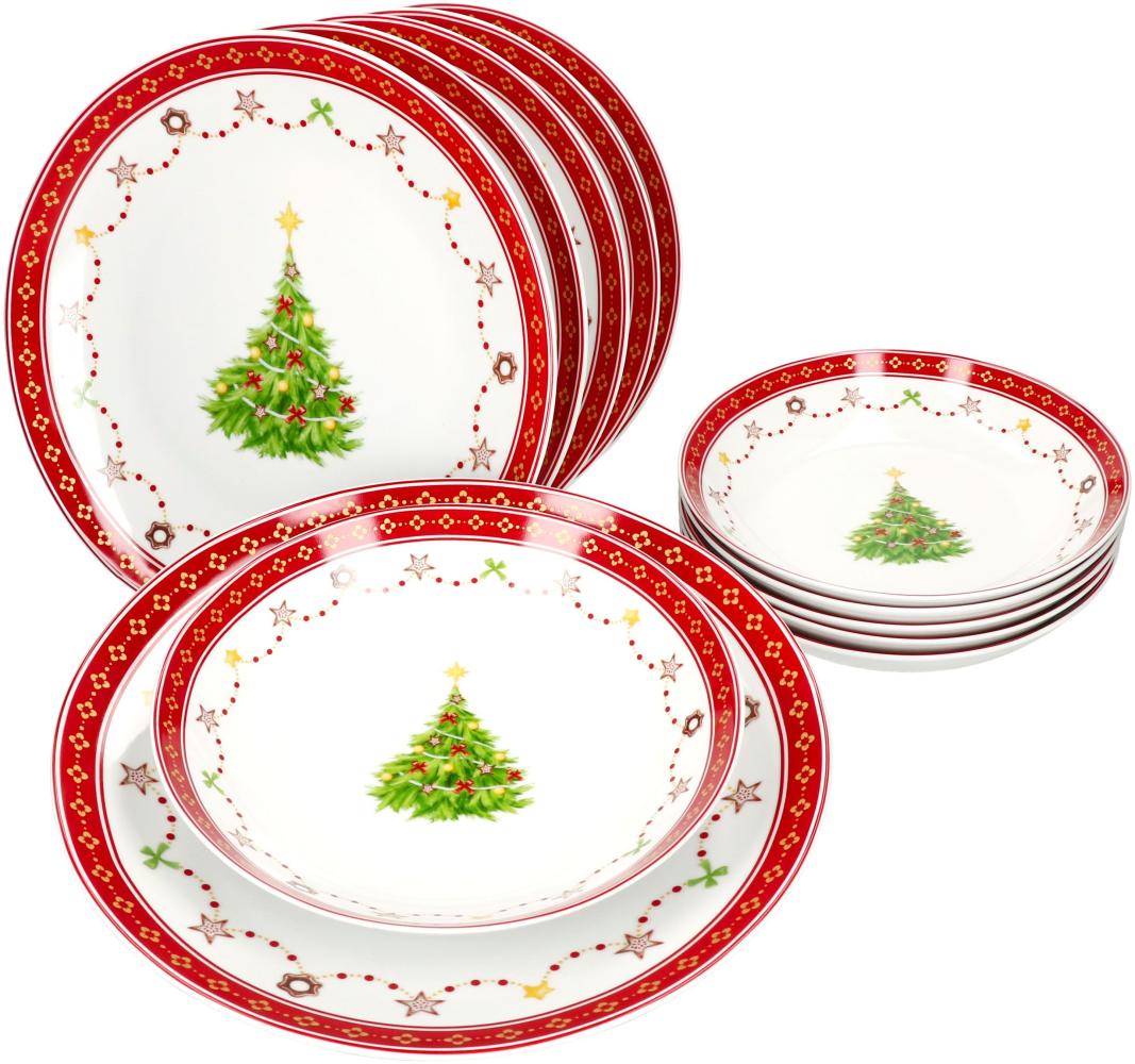 12tlg Tafelservice Weihnachtstraum 6 Personen Essteller Suppenteller Weihnachten Bild 1