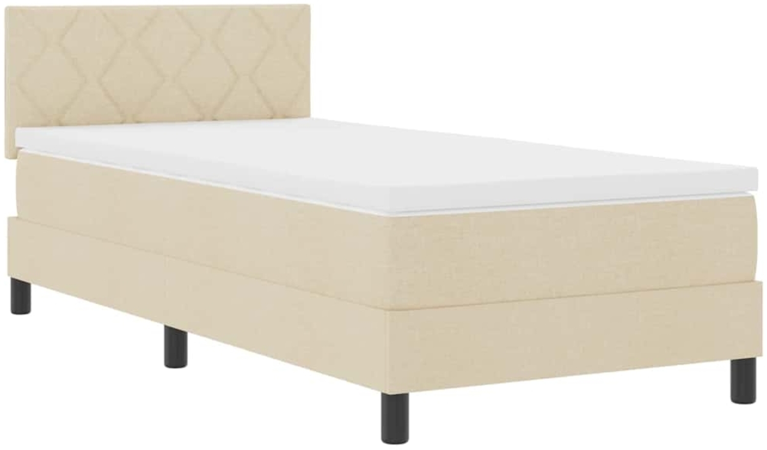 vidaXL Boxspringbett mit Matratze mit Kopfteil Creme 90 x 200 cm Stoff 3342259 Bild 1