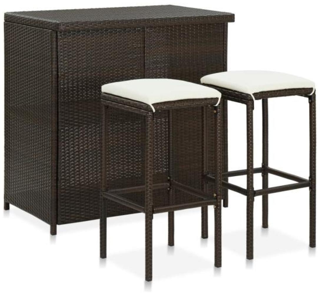 vidaXL 3-tlg. Bar Set Poly Rattan Braun 313470 Bild 1