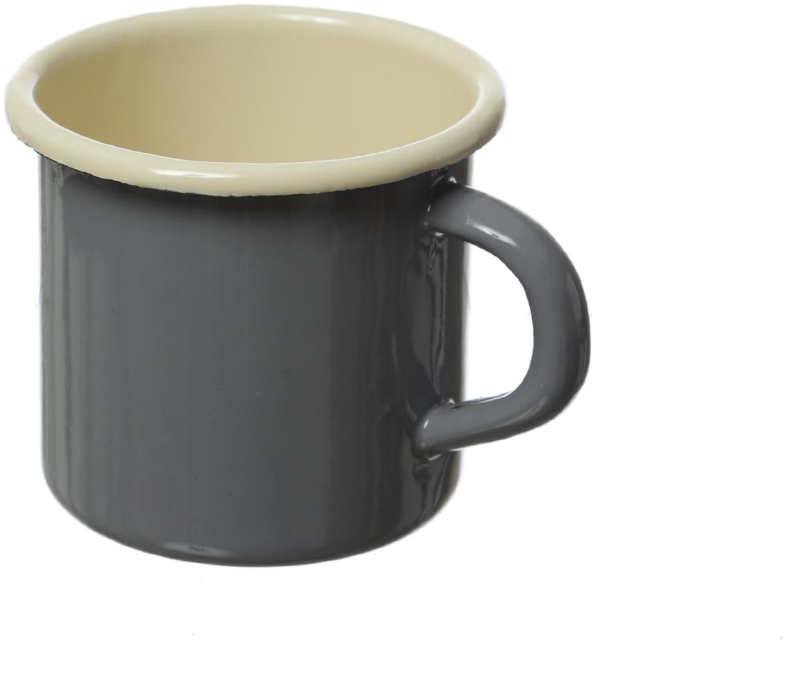 Krüger Becher - Blechbecher emailliert - D: 8cm - 0,35L - grau, creme - 4 Stück Bild 1