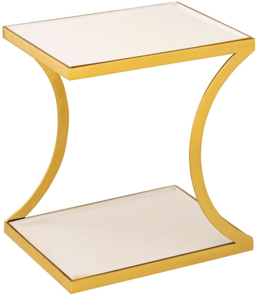 Soma Beistelltisch Dekotisch eckig 40 H 45 cm Lampentisch Sofatisch Eden Tisch Metall gold und Emaille (BxHxL) 40 x 45 x 30 Bild 1