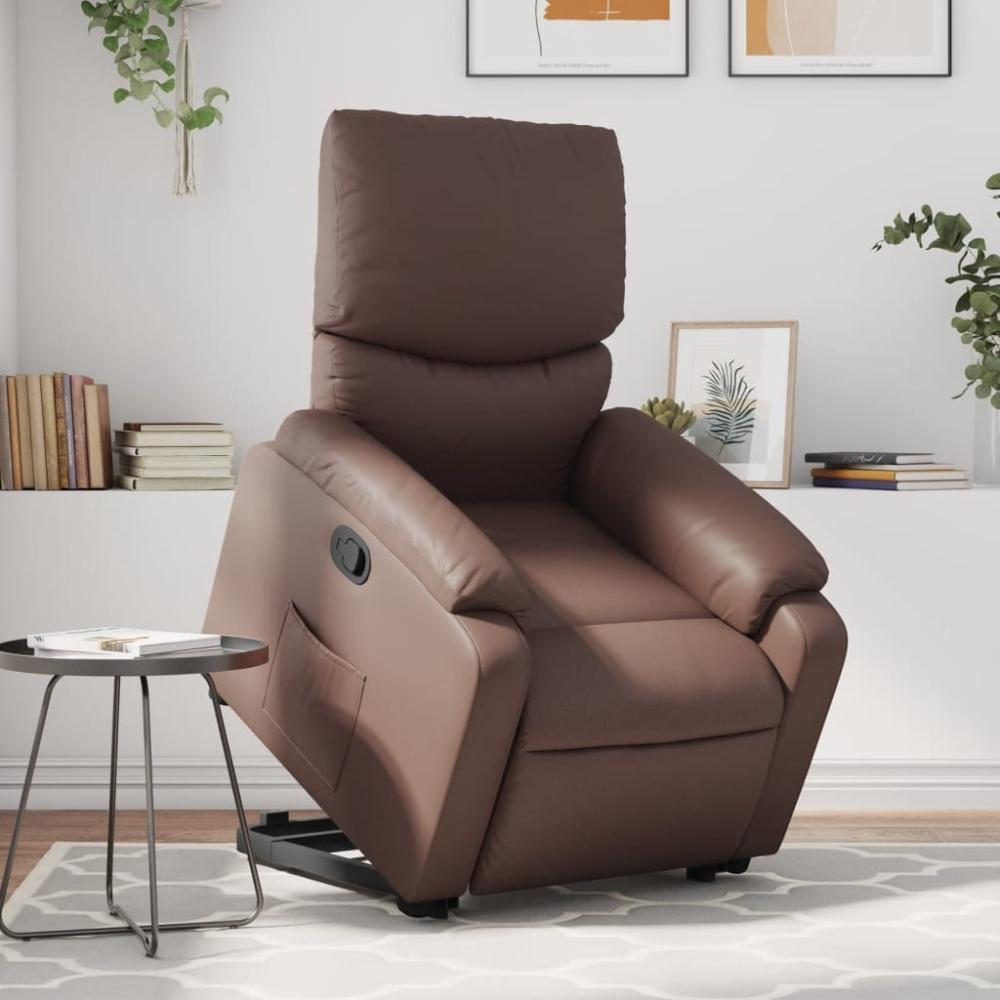 vidaXL Relaxsessel mit Aufstehhilfe Braun Kunstleder 3204888 Bild 1