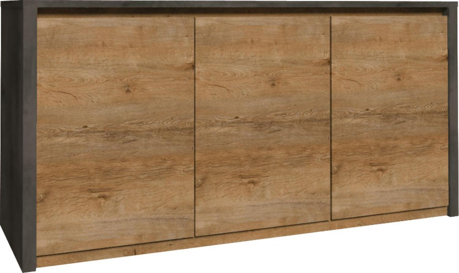 Sideboard Montana Kommode 130cm eiche lefkas grau grifflos Bild 1