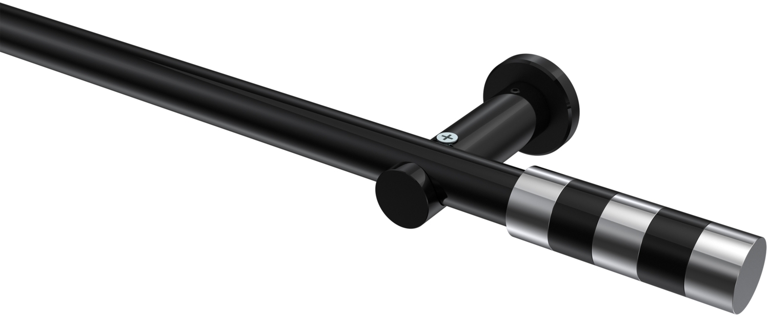 Gardinenstangen-Set Platon Mavell 200 cm, 1-läufig (ohne Ringe), 20 mm Ø Schwarz Bild 1
