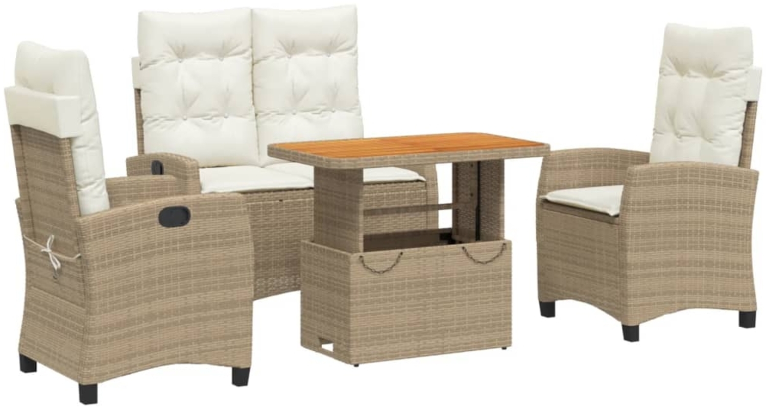 vidaXL 4-tlg. Garten-Essgruppe mit Kissen Beige Poly Rattan 3277419 Bild 1