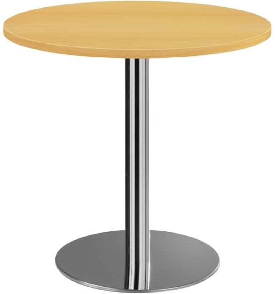 Besprechungstisch STF08 80cm Ø rund Buche Gestellfarbe: Chrom Bild 1