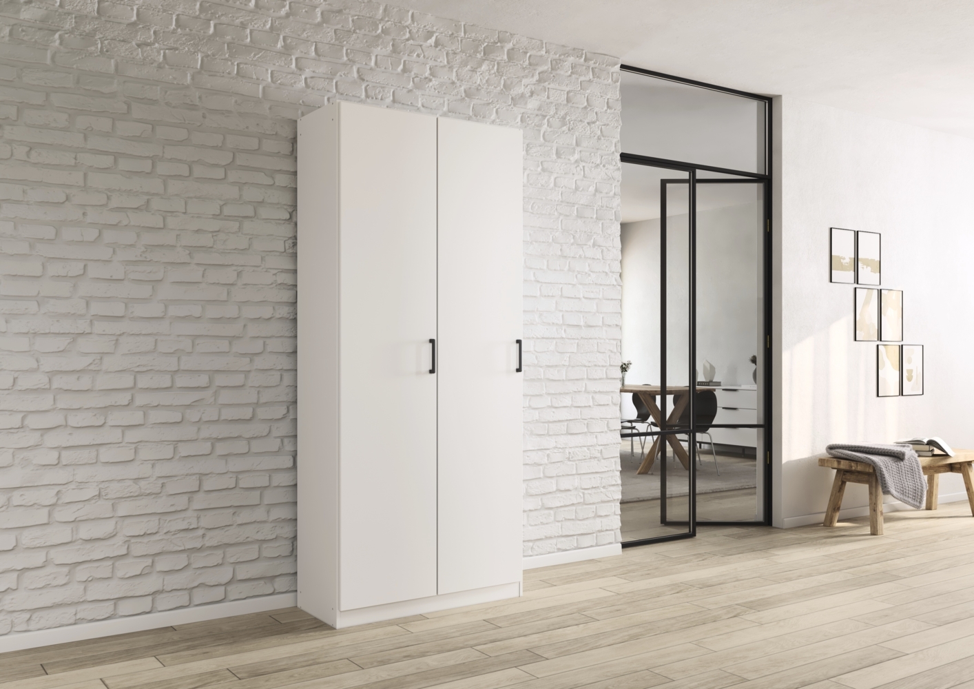 rauch Allrounder, Garderobenschrank, Mehrzweckschrank, 2-türig, mit 4 Einlegeböden, Farbe Weiß, BxHxT 91x210x41cm Bild 1