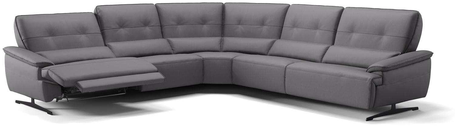 Sofanella Wohnlandschaft PERLO Ledercouch Ecksofa Eckcouch in Grau S: 270 x 270 Breite Bild 1