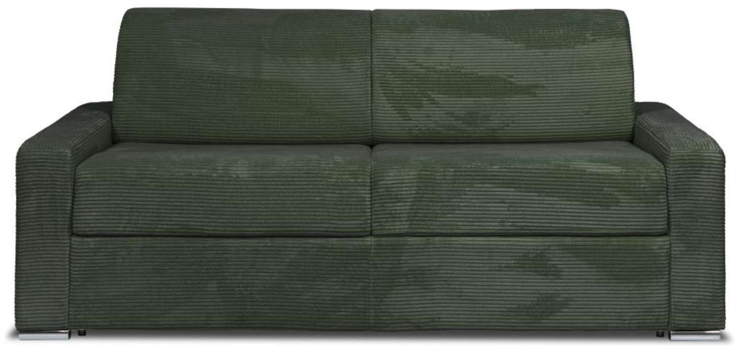 Vente-unique - Schlafsofa mit Matratze 4-Sitzer - Liegefläche 160 cm - Matratze 14 cm - Cord - Grün - CALITO Bild 1