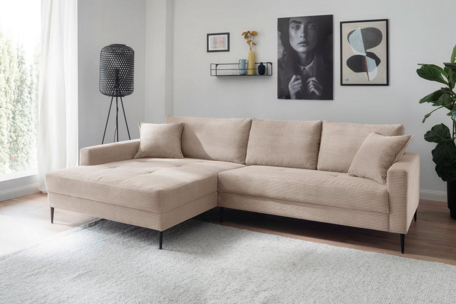 Trends by HG Ecksofa Summer L-Form, in Cord-Stoff mit Metallfuß Bild 1