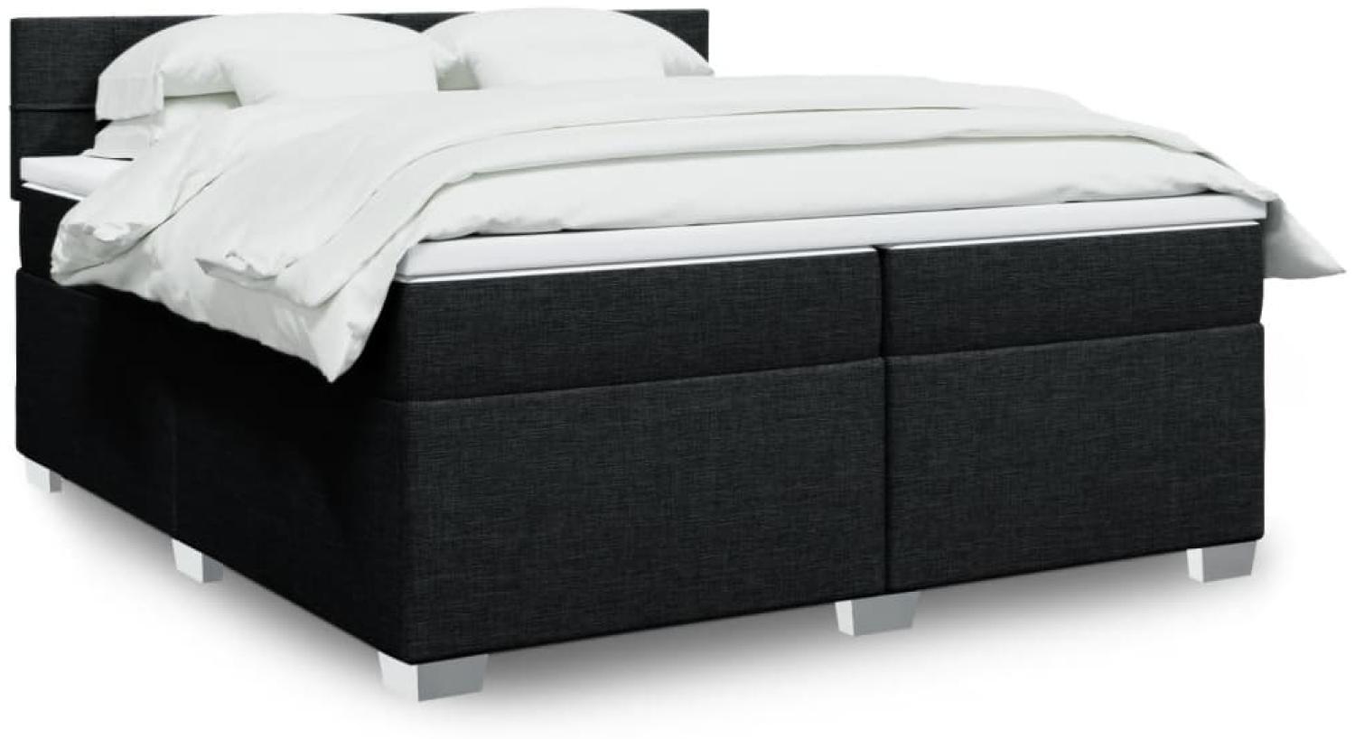 Boxspringbett mit Matratze, Stoff, Viereckige, grauer Fuß, Schwarz, 200 x 200 cm, true Bild 1