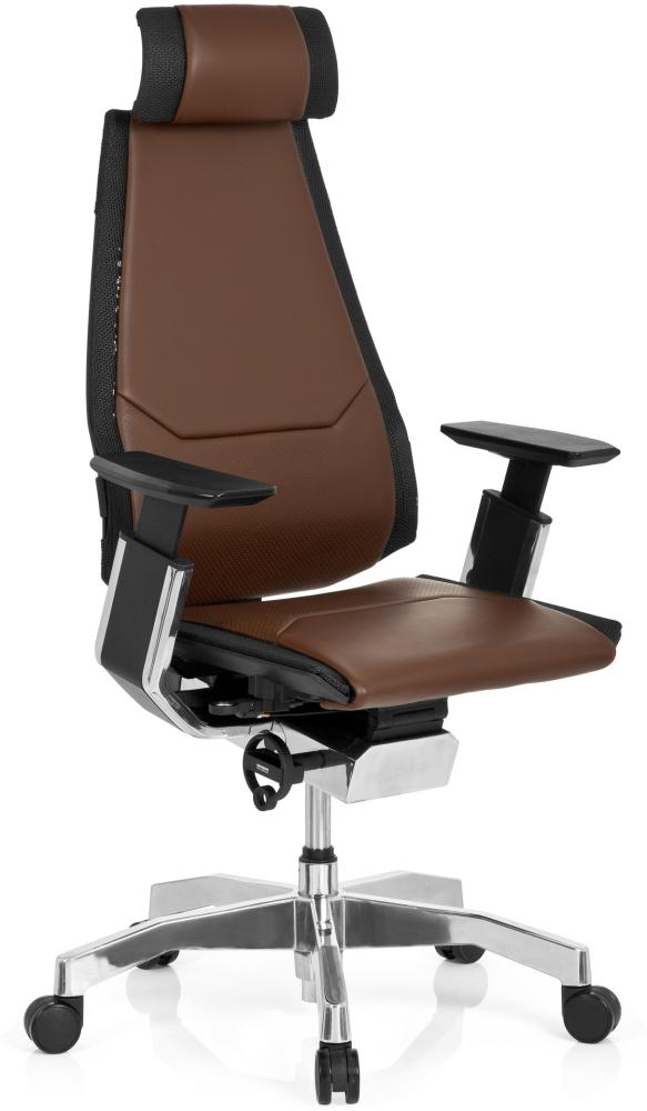 hjh OFFICE High End Bürostuhl GENIDIA PRO Leder Braun / Schwarz Bild 1