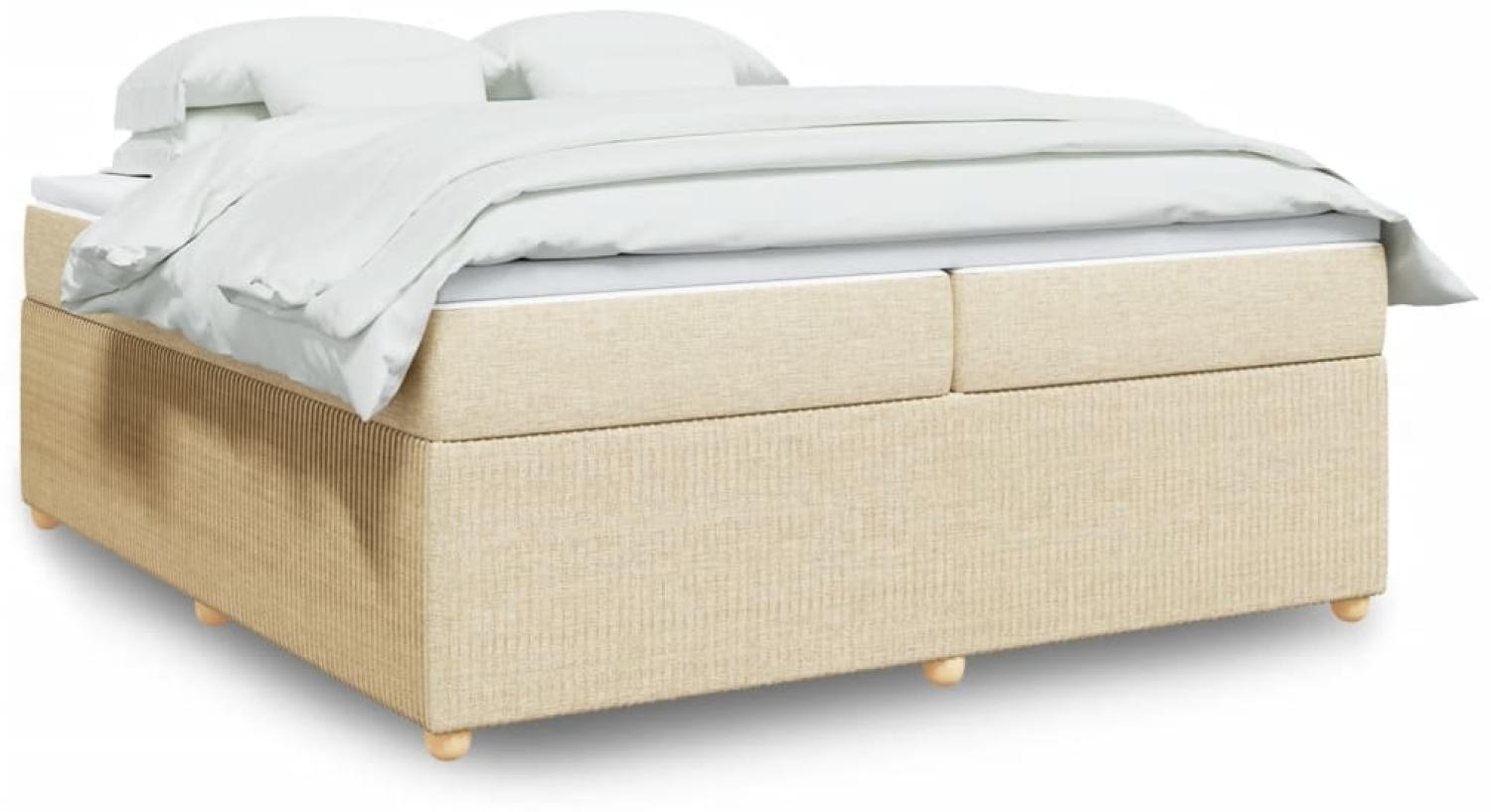 vidaXL Boxspringbett mit Matratze Creme 200x200 cm Stoff 3285600 Bild 1