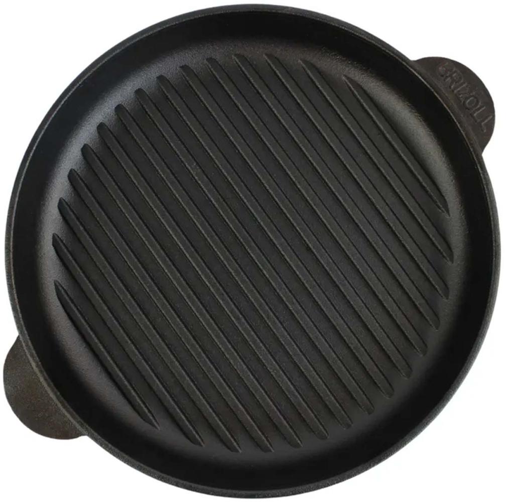 Ø30cm Grillpfanne aus Gusseisen Bräter Schmortopf zwei Griffe Servierpfanne Grill Bild 1