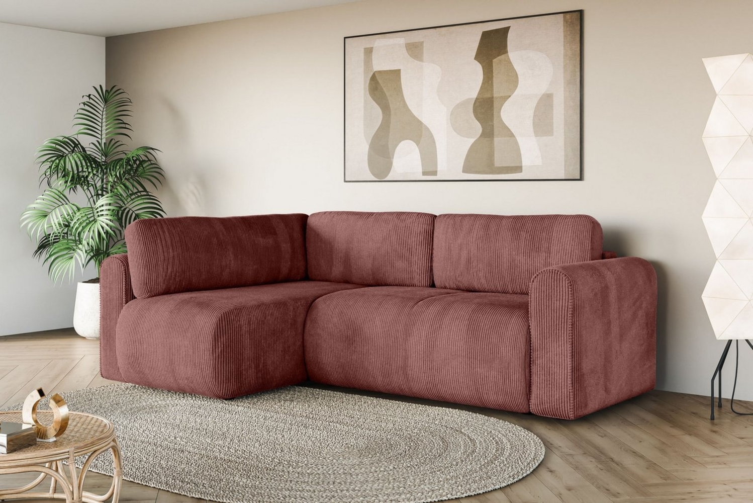 INOSIGN Ecksofa Ecksofa Zacharia wahlweise mit Bettfunktion, BxTxH 250 x 166 x 86 cm, L-Form mit Wellenunterfederung, Recamiere beidseitig montierbar Bild 1