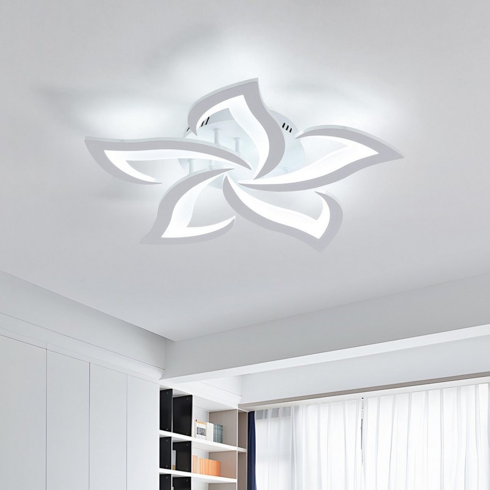 Goeco LED Deckenleuchte LED-Blütenblattleuchte, 60W, 4500LM, für Wohnzimmer, Küche, Esszimmer, Kaltweiß, Hochwertiges Eisen Lampenkörper und Acryl-Lampenschirm Bild 1