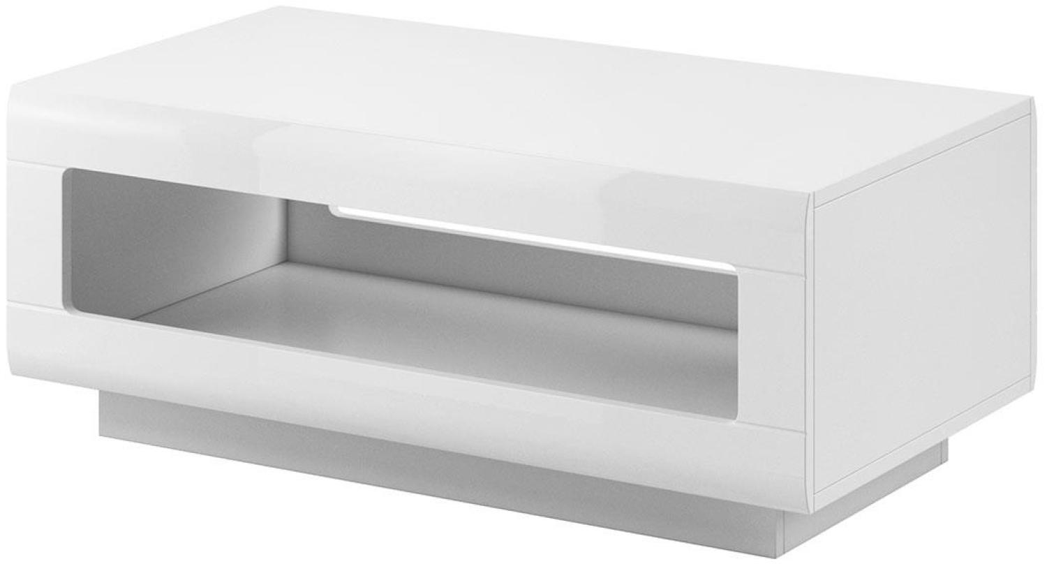 Couchtisch TULSA mit Ablagefach 110x60 in weiß Hochglanz Dekor Bild 1