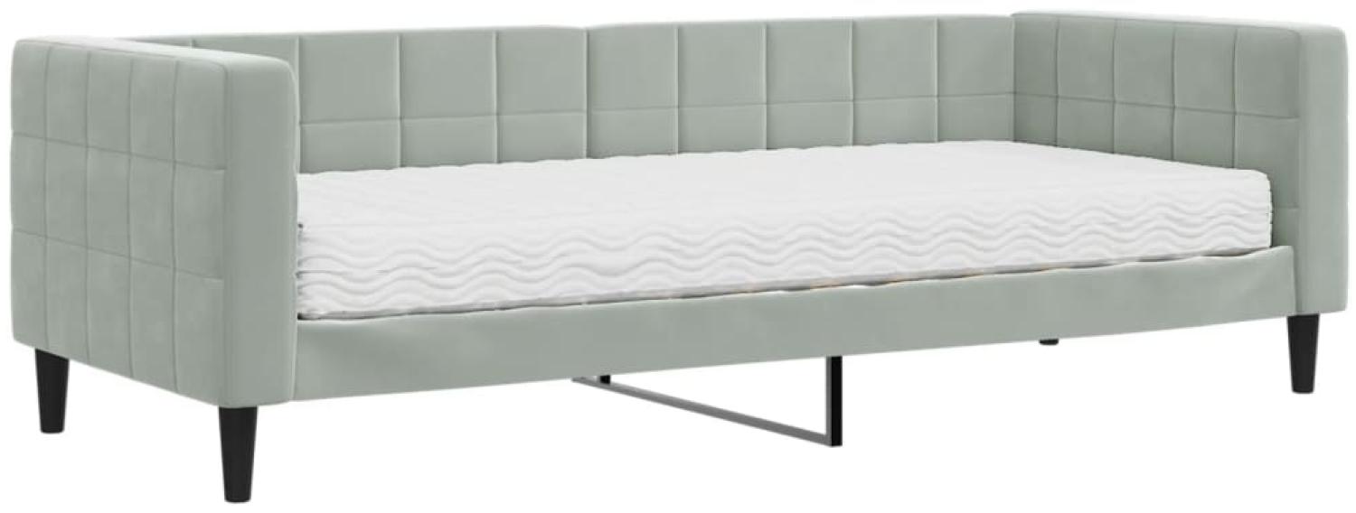vidaXL Tagesbett mit Matratze Hellgrau 80x200 cm Samt 3196660 Bild 1