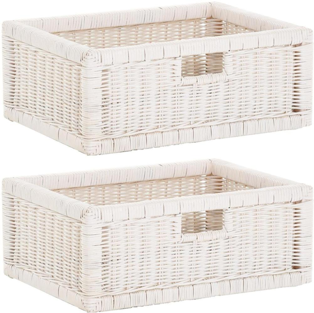 Krines Home Regalkorb 2er Set Regalkorb Aufbewahrungskorb Korb geflochten Rattan Korbset (2-teiliges Set), ca. 43 x 32 x 17,5 cm Aufbewahrung Regal Schrankkorb Bild 1