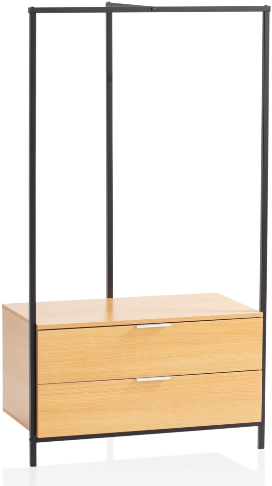 Garderobe Eiche-Dekor 152 x 85 x 44 cm Flurgarderobe Modern, Kompaktgarderobe für Schuhe, Jacken, Schals und Mützen, Kleiderständer Flur mit Schubladen und Kleiderstange Bild 1