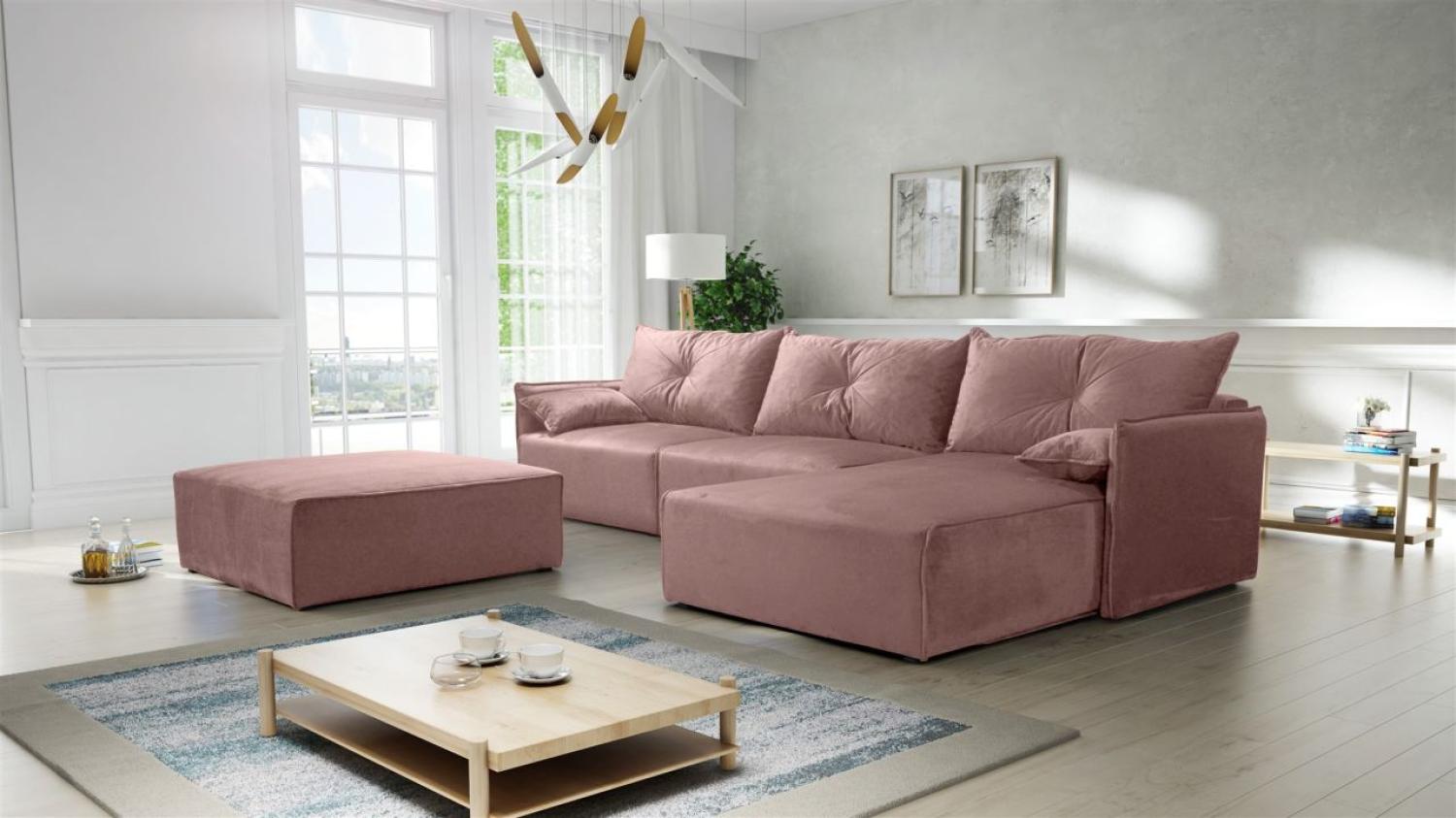 Ecksofa mit Schlaffunktion HUNTER in Royal Altrosa Ottomane Rechts inkl. Hocker Bild 1