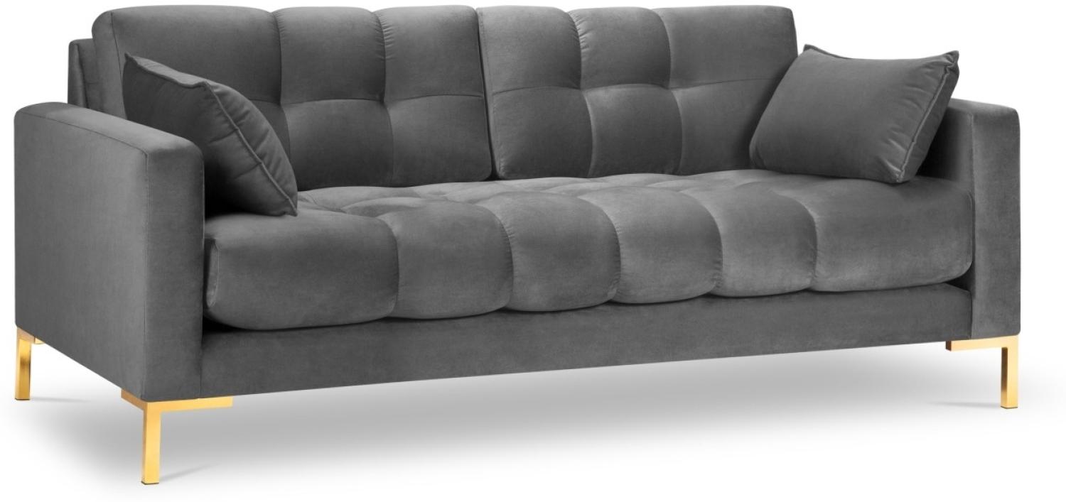 Micadoni 3-Sitzer Samtstoff Sofa Mamaia | Bezug Light Grey | Beinfarbe Gold Metal Bild 1