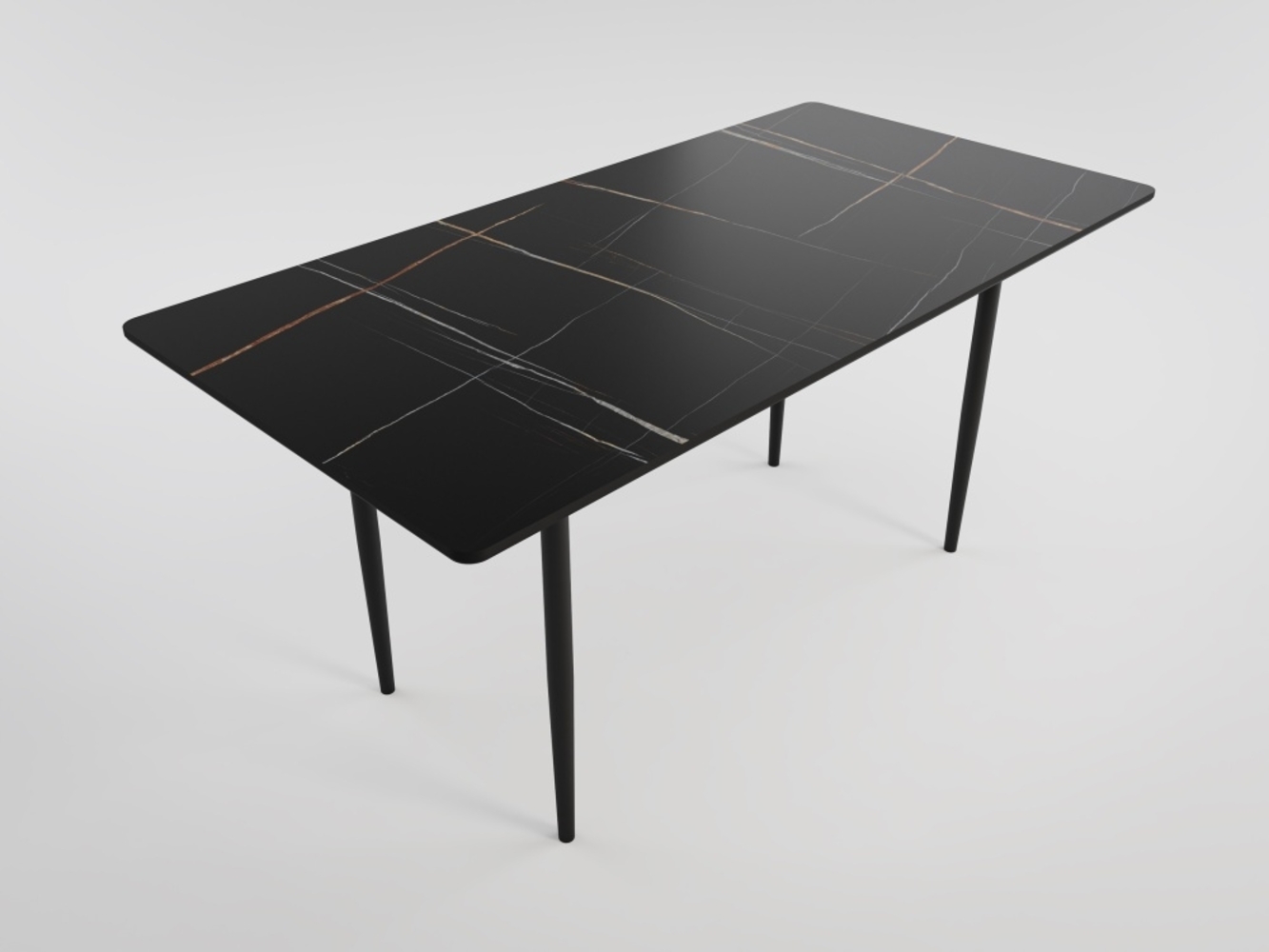 Esszimmertisch MARIA 160x80 schwarze Keramikplatte mit nordic style Tischgestell : Schwarz Bild 1