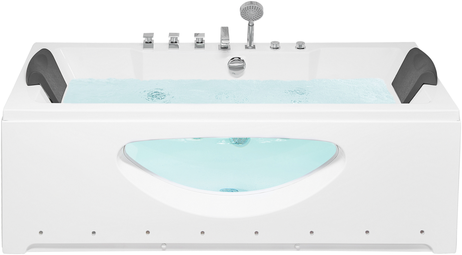 Whirlpool Badewanne weiß rechteckig mit LED 170 x 80 cm HAWES Bild 1