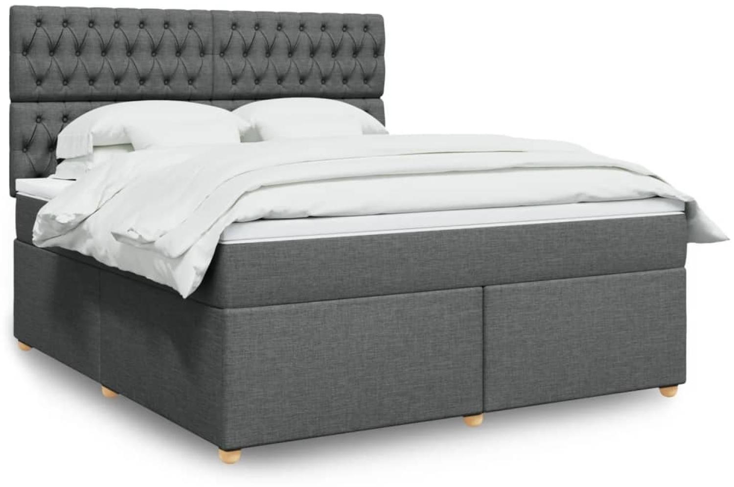 vidaXL Boxspringbett mit Matratze Dunkelgrau 180x200 cm Stoff 3293667 Bild 1