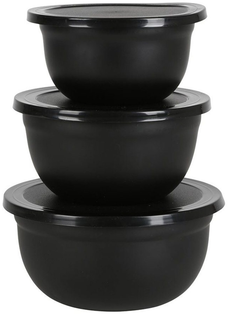 Spetebo Rührschüssel Edelstahl Rühr Schüssel m. Deckel 3er Set schwarz, Metall, (3er Set), 3er Set Bild 1