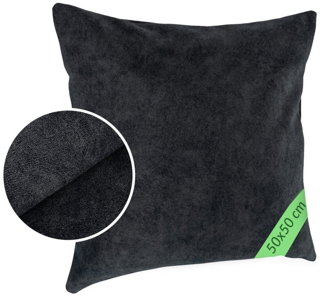 Kisska Dekokissen Kissenhülle MAGIC atmungsaktiv Velour Zierkissen Ambiente Dekorieren, Kissenüberzug ohne Füllung Meliert-Optik 40x40 cm Einfarbig Anthrazit Bild 1